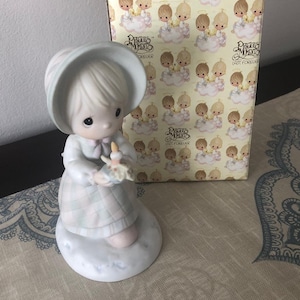 Vintage Precious Moments - December 110116 Calendar Girl Series - Porcelain Figurine-Enesco