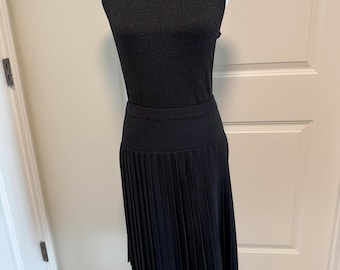 Vintage Black Pleated Skirt; Grace Dane Lewis Designer Skirt; Size Women's Large