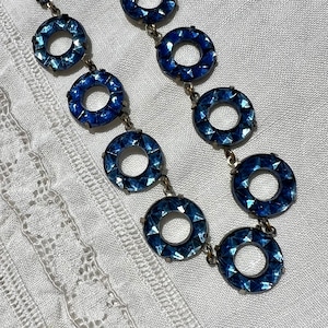 Vintage 1930s Art Déco AZUL Checo Vauxhall Collar de Vidrio
