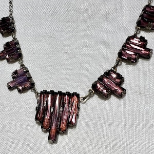 Vintage 1930s Art Déco PURPLE Checo Vauxhall Collar de cristal escalonado