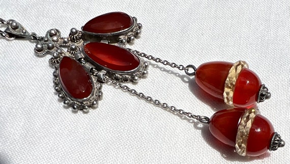 Antique Victorian CARNELIAN & CITRINE Sterling Si… - image 6
