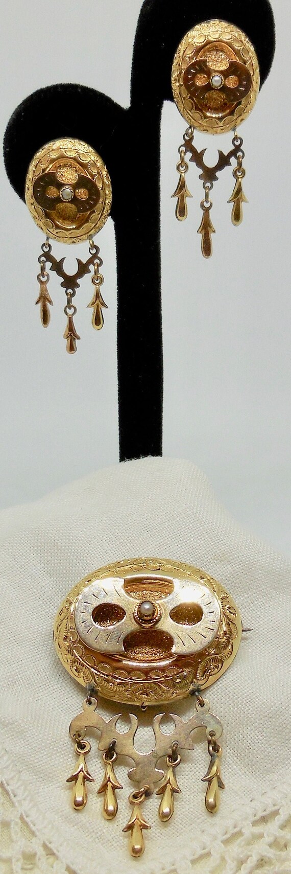 Antique Victorian Gold-Filled Chandelier Dangle Ea