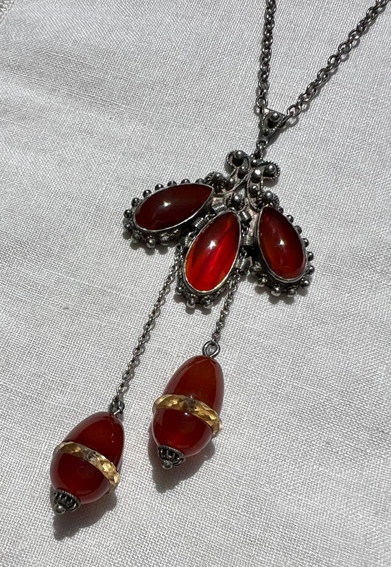 Antique Victorian CARNELIAN & CITRINE Sterling Si… - image 8