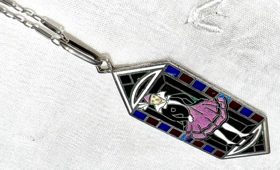 Art Deco European PLIQUE-A-JOUR Enamel Sterling S… - image 8