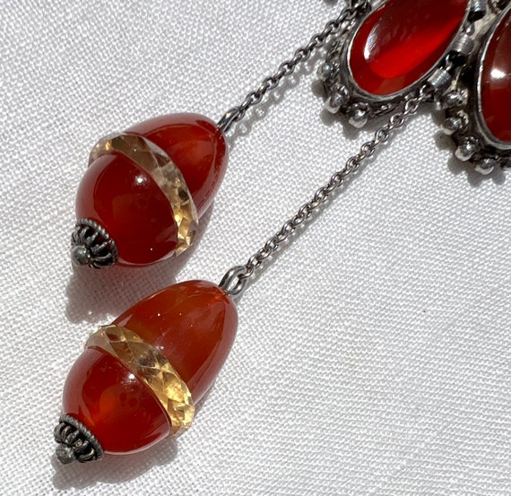 Antique Victorian CARNELIAN & CITRINE Sterling Si… - image 9