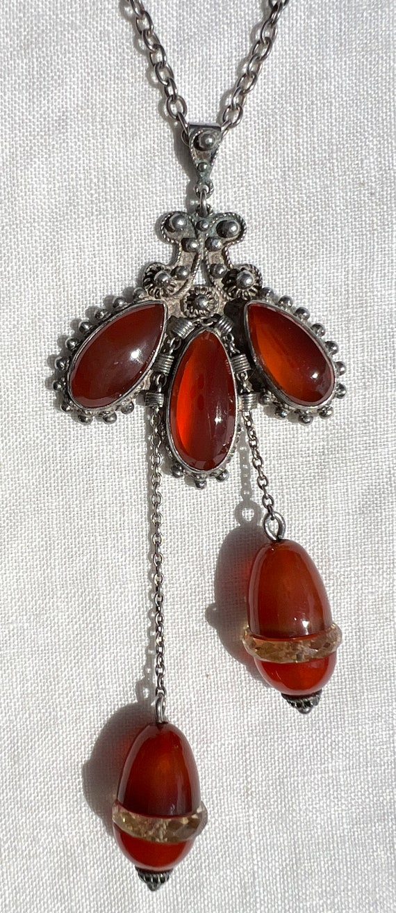 Antique Victorian CARNELIAN & CITRINE Sterling Si… - image 10