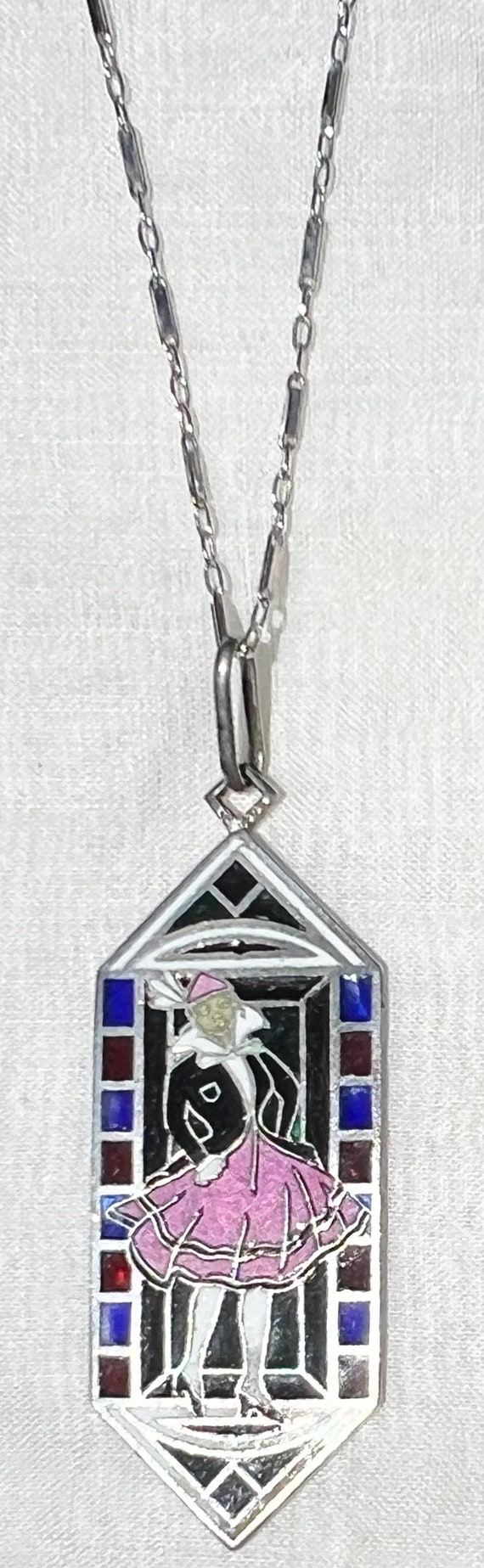 Art Deco European PLIQUE-A-JOUR Enamel Sterling S… - image 3