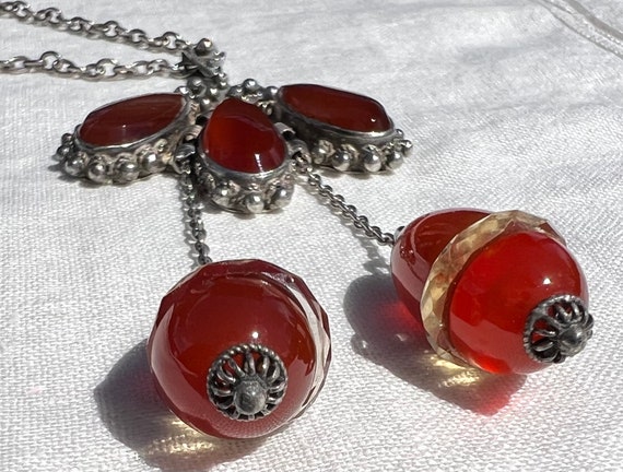 Antique Victorian CARNELIAN & CITRINE Sterling Si… - image 7