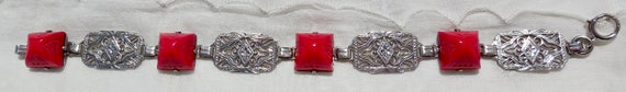 Art Deco c. 1930 RED Sugarloaf Glass & Engraved O… - image 7