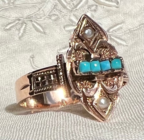 Antique Victorian 1860-1870 GOTHIC 10K Rose Gold … - image 6