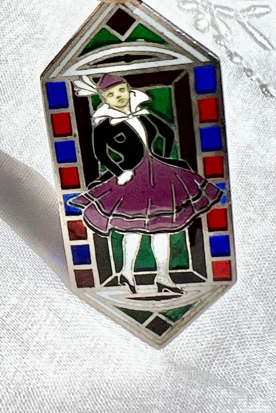 Art Deco European PLIQUE-A-JOUR Enamel Sterling S… - image 1