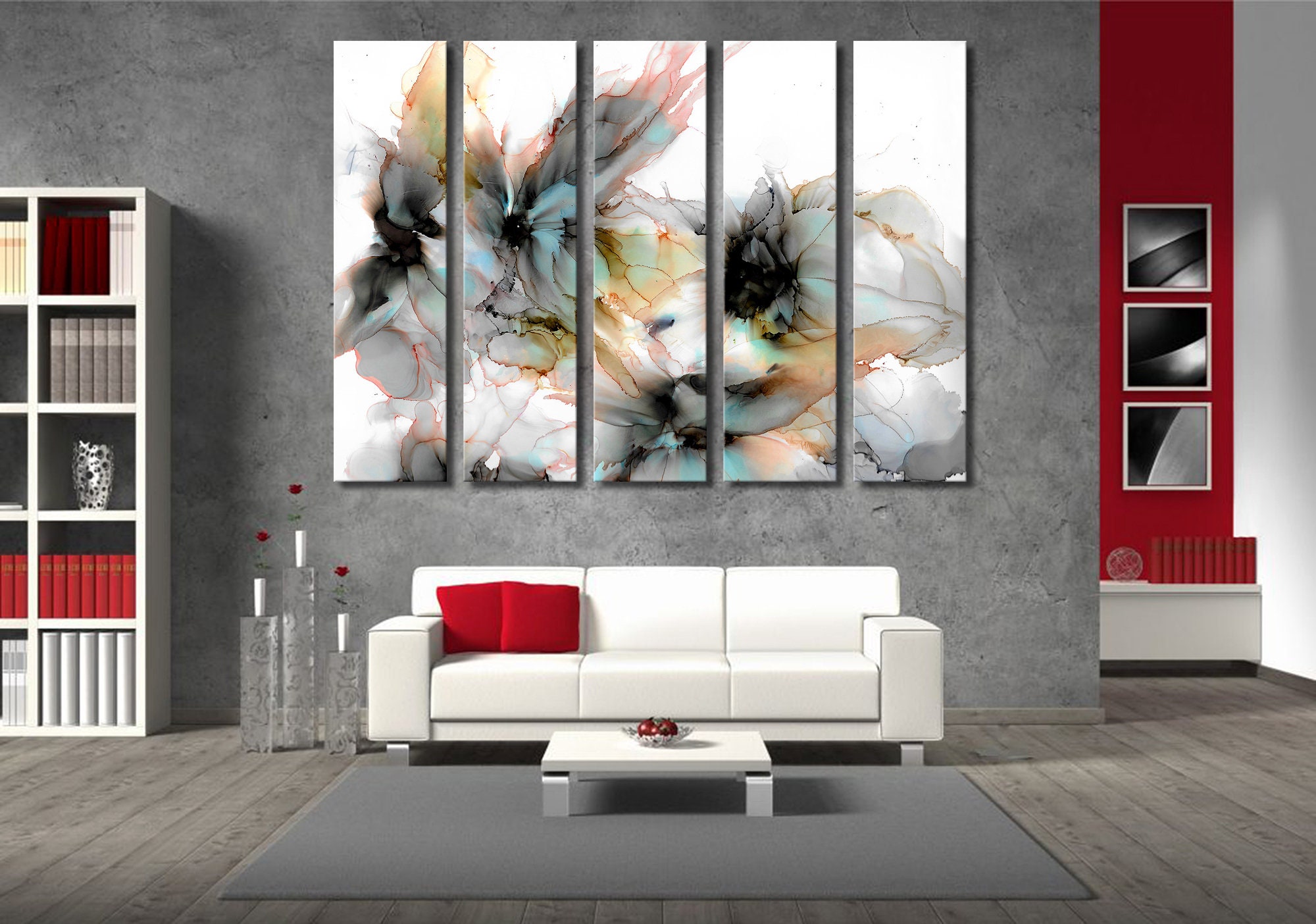 Beautiful Canvas Wall Art, Large Wall Art, Marble Wall Art, Flowers Print, Modern Art, Canvas