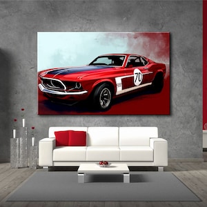 Ford Mustang / Ford print / Cartel Ford Mustang / Ford wall art / Ford mustang canvas / Ford 1964/ retro car