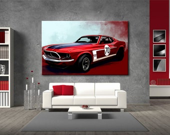 Ford Mustang/ Ford print/ Poster Ford Mustang / Ford wall art/  Ford  mustang canvas/ Ford 1964/retro car