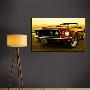 Ford Mustang, coche clásico, ford impreso, póster Ford, ford mustang lienzo, coche retro