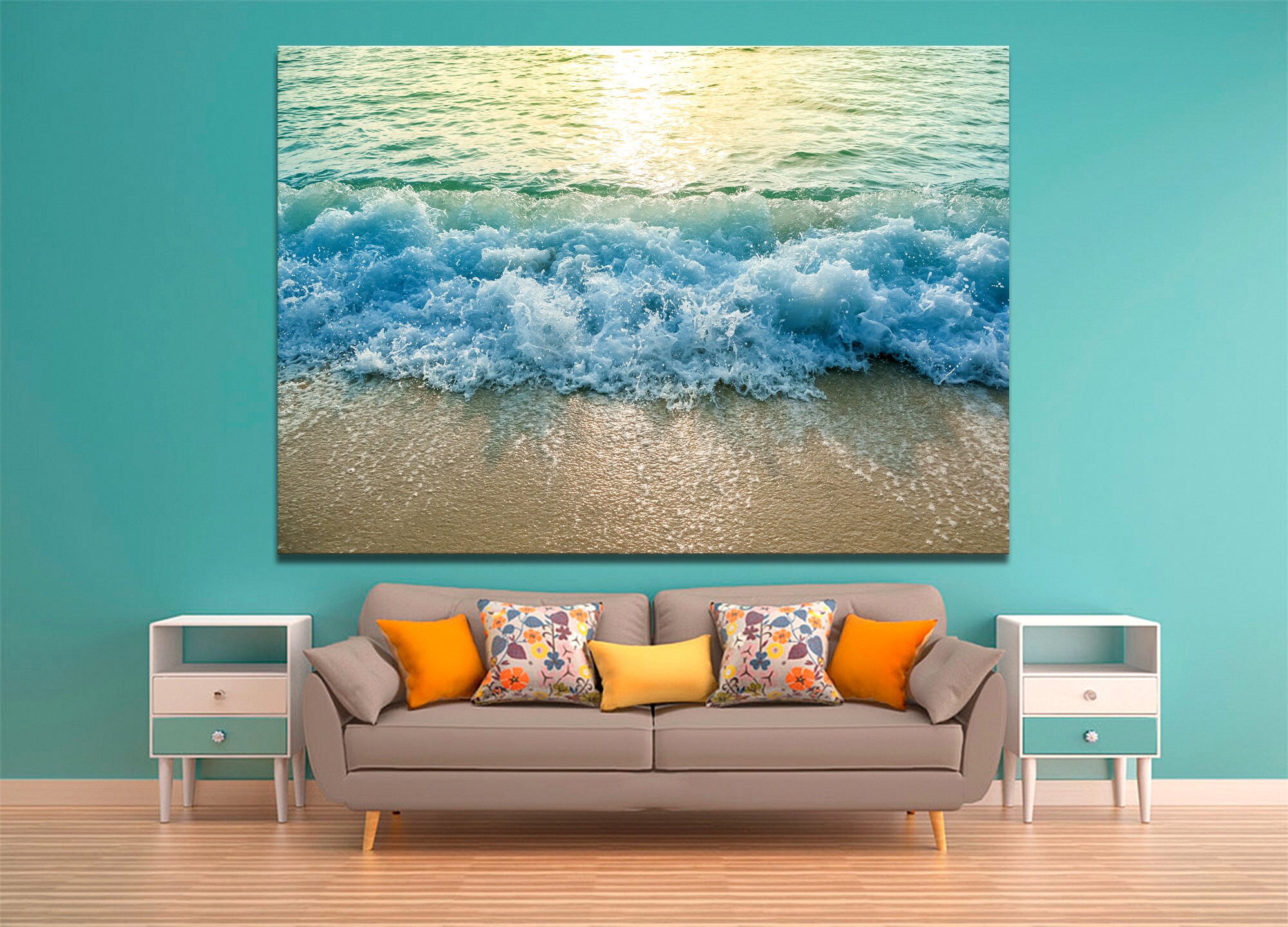 Beach Prints Ocean Canvas Wall Art Waves on Canvas Waves Etsy