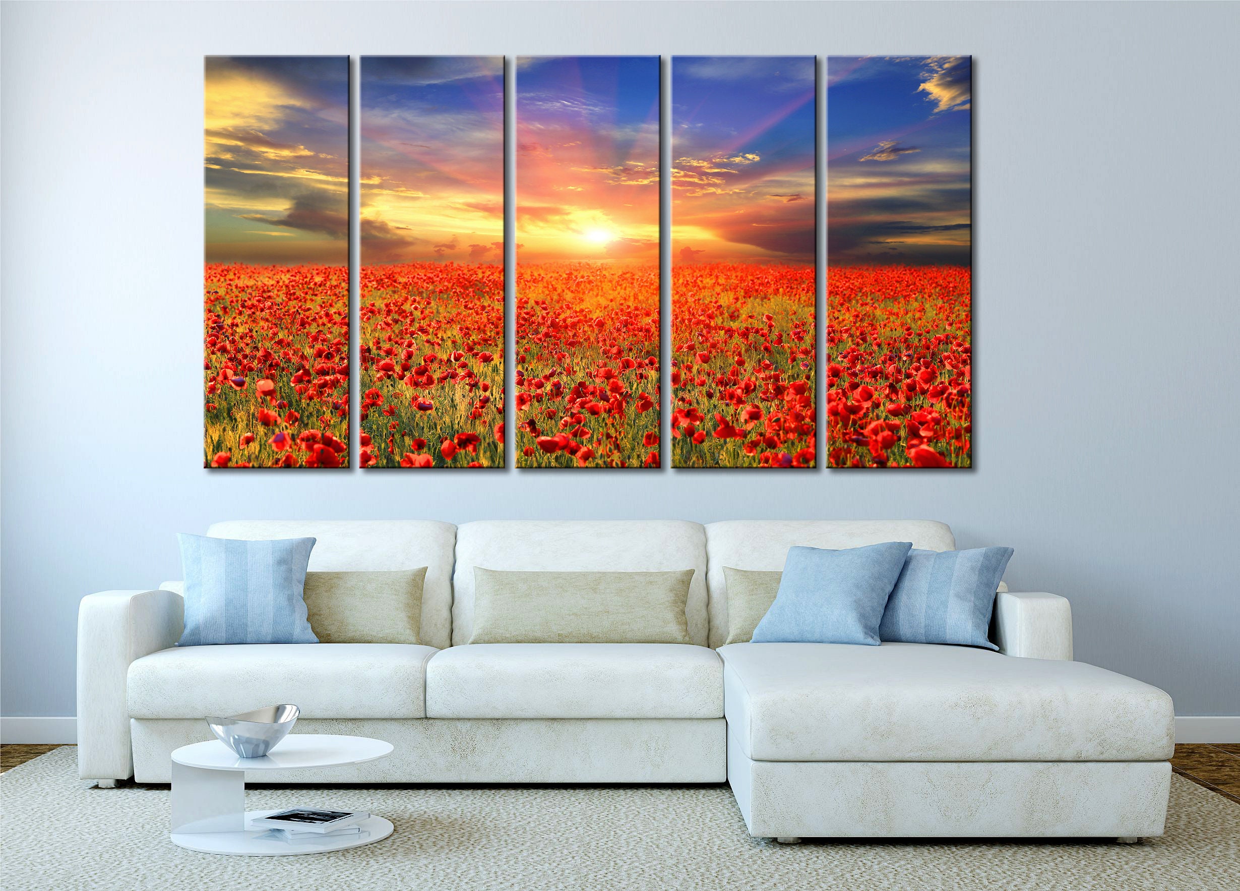 Poppy Field Wall Art Poppy Field Wall Decor Poppy Canvas Poppy - Etsy