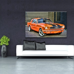 Ford Mustang/ Impresión de Ford/ Póster de Ford Mustang/ Arte mural de Ford/ Lienzo de Ford Mustang/ Ford 1964/ Coche retro