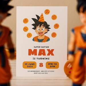 Digital Editable Dragon Ball Birthday Party Invitation, Template, Goku Birthday Party Invitation, Anime Birthday Party Invitation, DBZ Bday