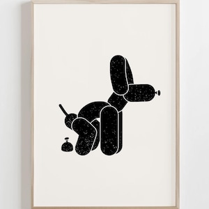 Funny Balloon Dog Pooping Art Print: Quirky Pop Art (Digital Download)