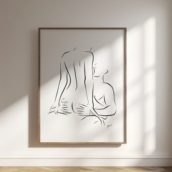 Couple Sexy Scene Line Art Erotic Line Art Naked Couple Poster Nudes Line Drawing Sexy Drawing Minimalist Art Valentines Gift for Him/Her