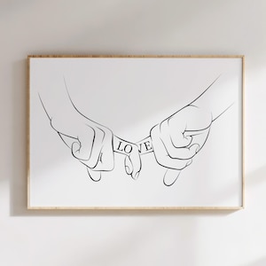 Love Hands Line Art Print: Romantic Couples Wall Decor (Digital Download)