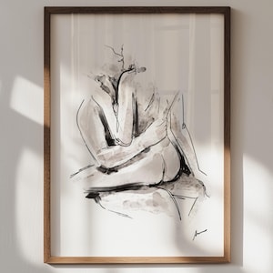 Impresión artística de pareja romántica: Abrazo sensual (descarga digital)