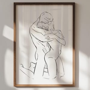 Paar-Kunstdruck: Intime Umarmung, sinnliche Position von hinten (Digitaler Download)