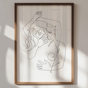 Passionate Couple Line Art Print, Intimate Embrace Line Art, Choke Kiss Couple Line Art, Provocative Minimalist Wall Art, Couple Gifts