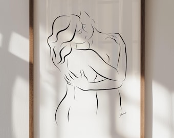 Impressão artística de casal sensual: pôster de amor íntimo (download digital)