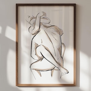 Sensual Couple Art Print: Intimate Embrace Sketch, Bedroom Wall Art (Digital Download)