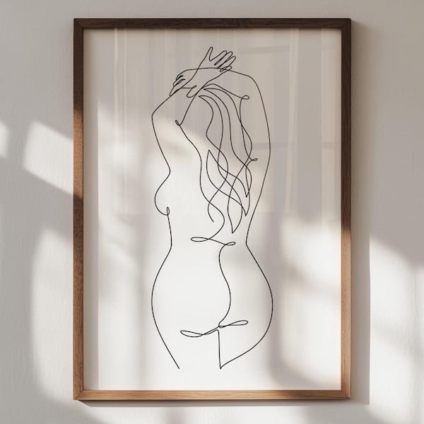 Body Positive Linie Kunstdruck, kurvige Frau Illustration (Digitaler Download)