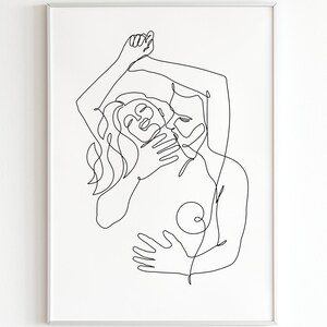 Passionate Couple Line Art Print, Intimate Embrace Line Art, Choke Kiss Couple Line Art, Provocative Minimalist Wall Art, Couple Gifts