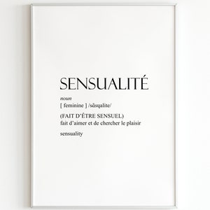 Sensualité Franse definitieprint: minimalistische typografiekunst (digitale download)
