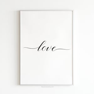 Love typography printable wall art, Valentines day gift, Couples gift, Love quote art, Family love sign,  Minimalist wall art