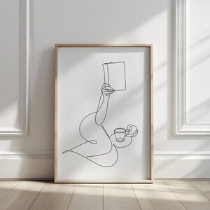 Book Lover Art Print: Woman Reading One Line Art, Minimalist Home Decor (Digital Download) image 7