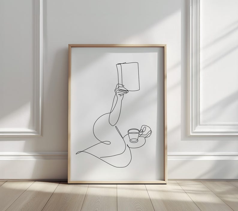 Book Lover Art Print: Woman Reading One Line Art, Minimalist Home Decor (Digital Download) image 7