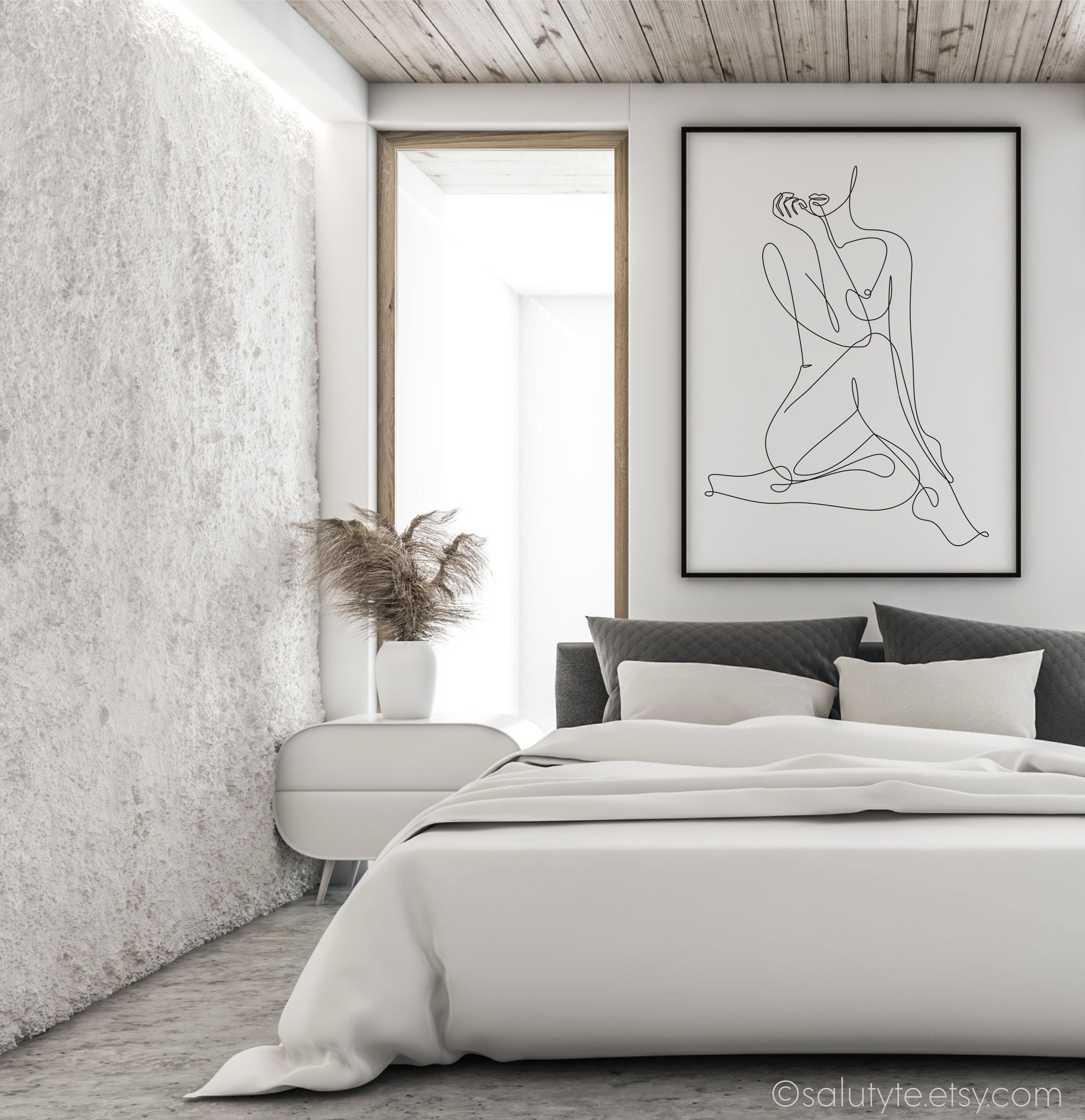 Naked Man Art - Erotic Line Art - Nude Male Line Art - Male Back - Masculine Man Drawing - Nude Line Drawing - Sexy Drawing - Minimal Decor.