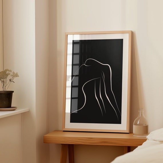 Abstract Woman Line Art Print: Female Figure Art, Minimalist Black and White (Digital Download)