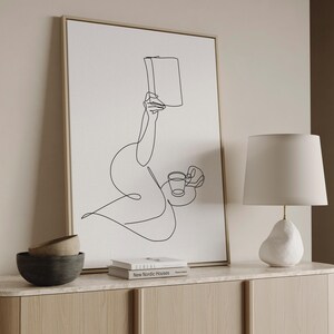 Book Lover Art Print: Woman Reading One Line Art, Minimalist Home Decor (Digital Download) image 5