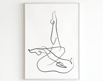 Nude Abstract Line Art | Etsy