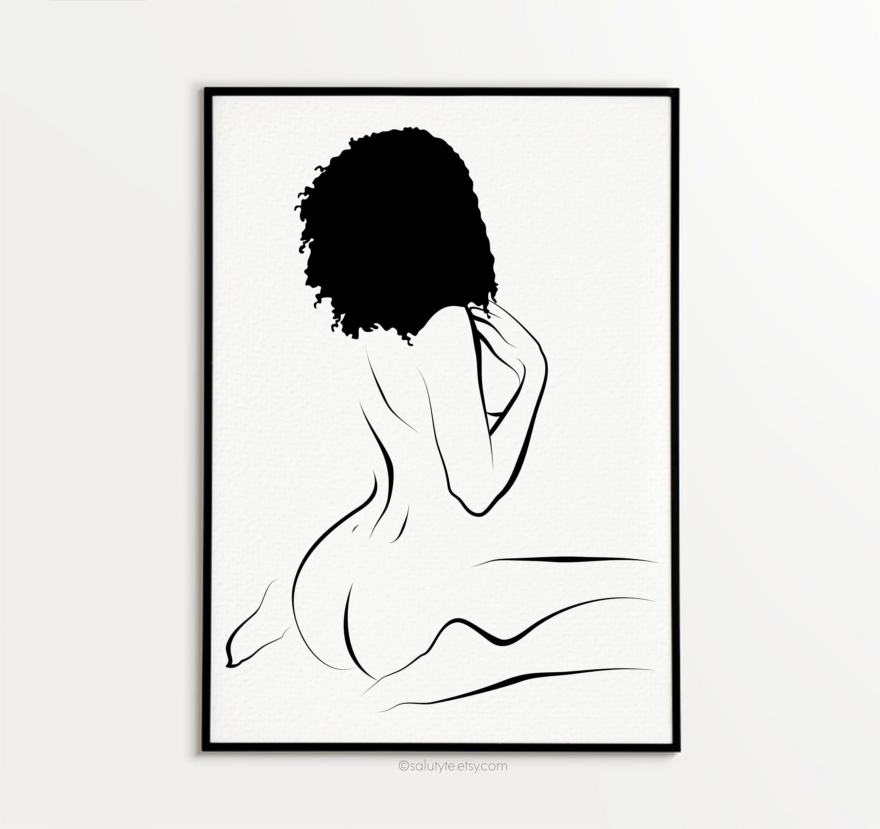 Erotic Line Art - Black Woman Figure Art - Nude Black Woman Art - Modern Afro Wall Art - Sexy Female Art - Nude Line Art - Minimalist Decor
