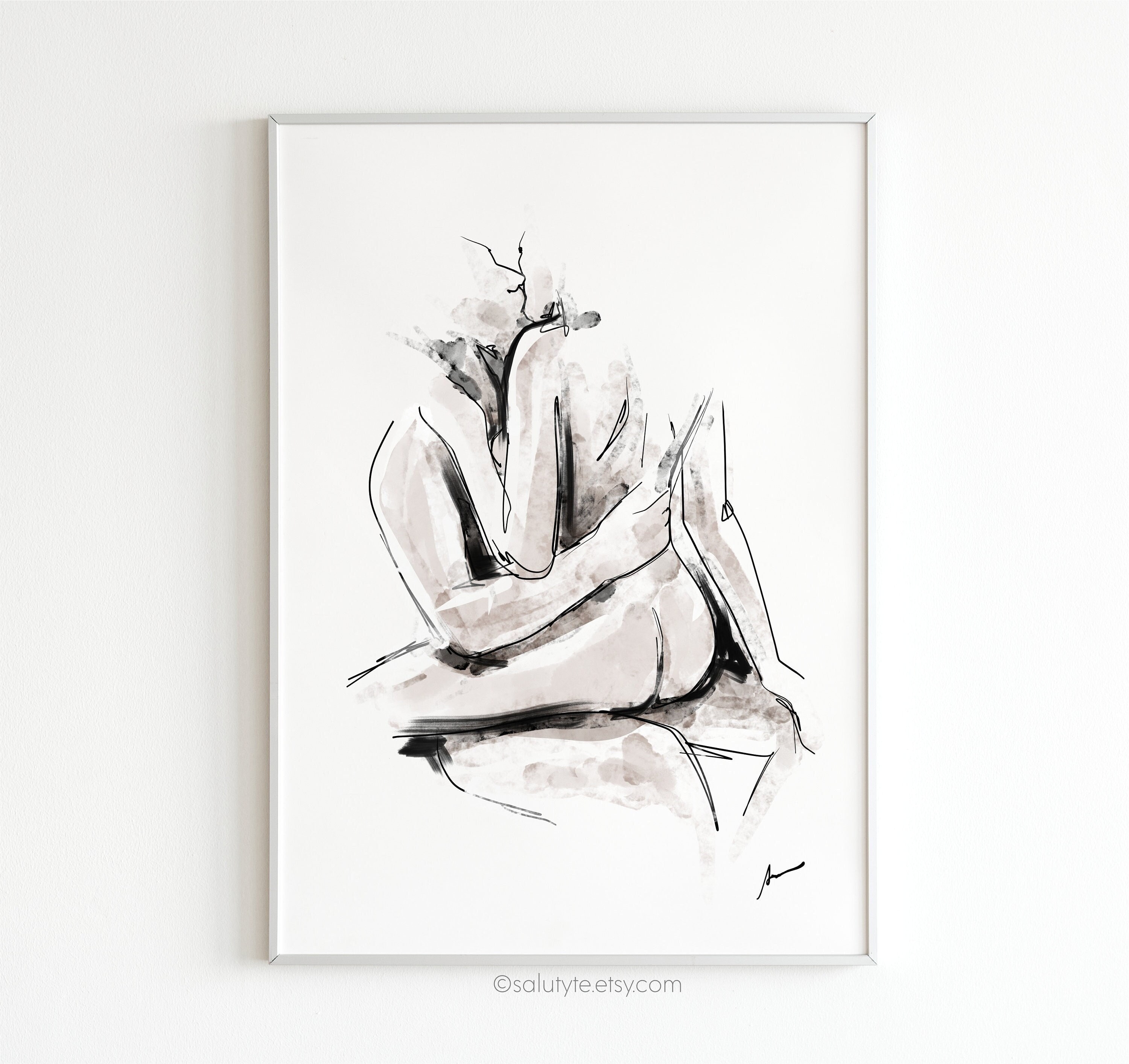 Intimate Couple Art Erotic Art Print Naked Sex Scene Sensual pic