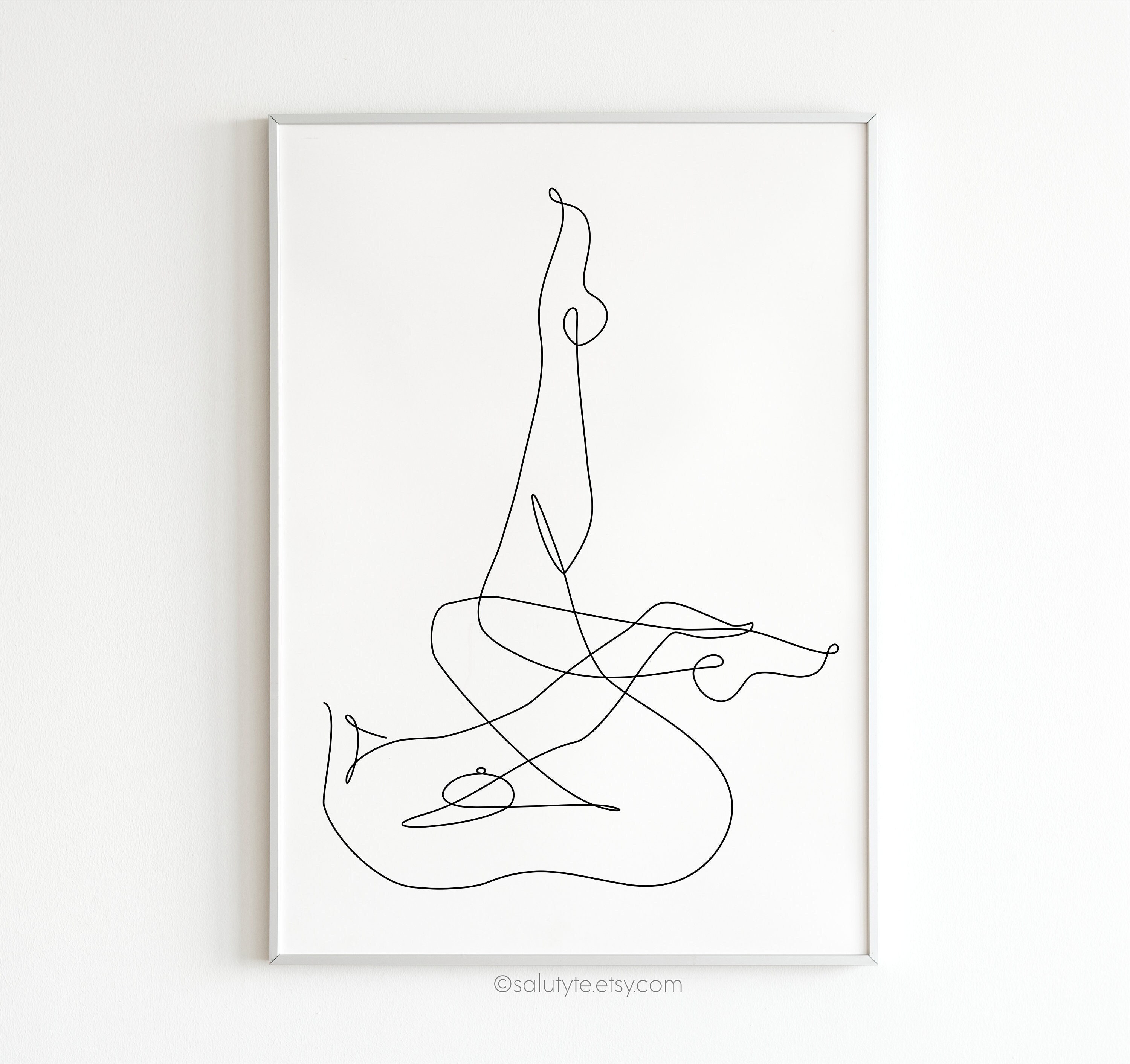 Nude Art, Woman Art Print, Printable Wall Art, Erotic One Line Art, Naked Sexy Drawing, Fine Line Art, Minimalist Home Decor, Gifts for Her
