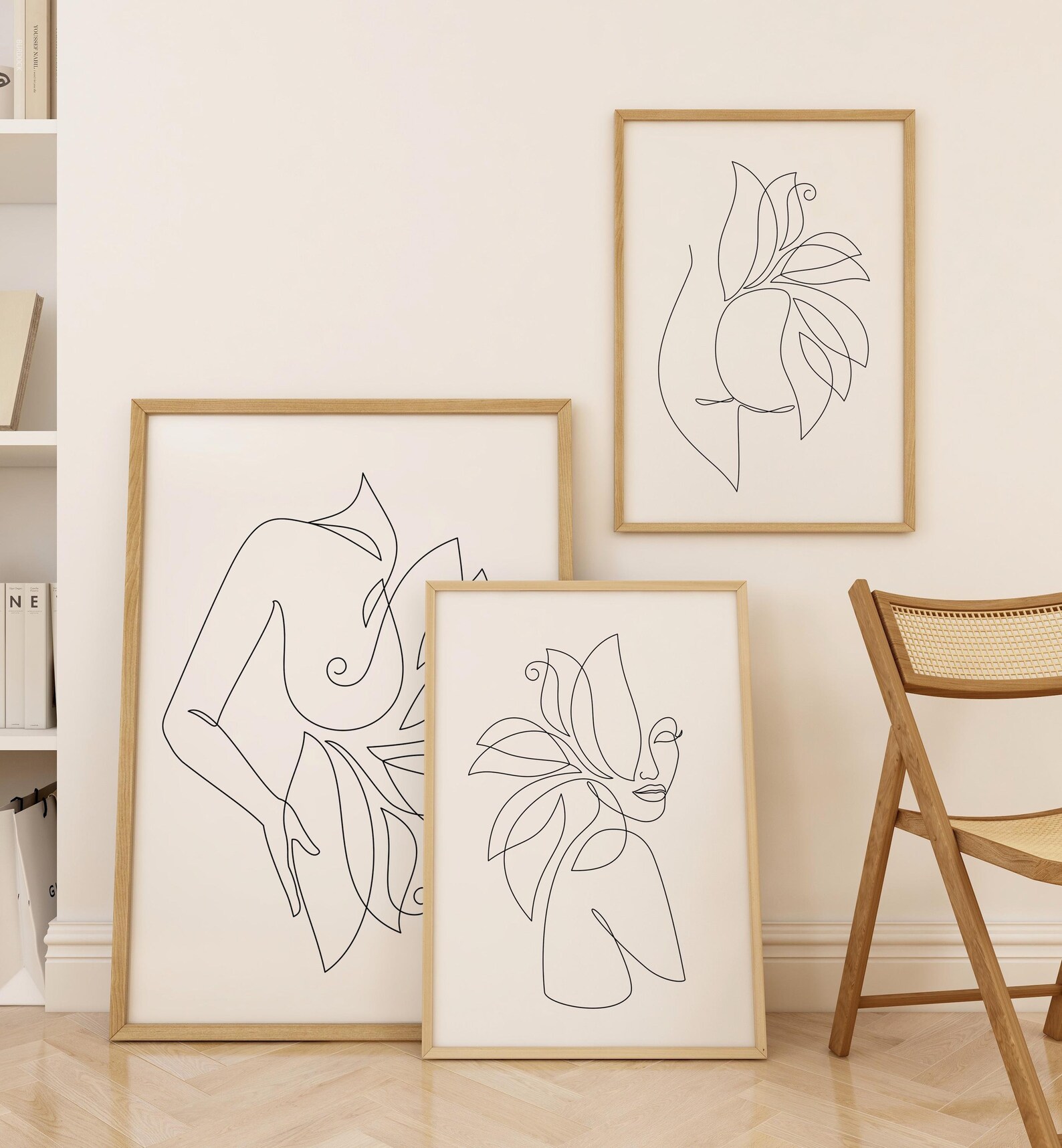 Minimalist Woman Line Art Print Set: Abstract Outlines (digital ...