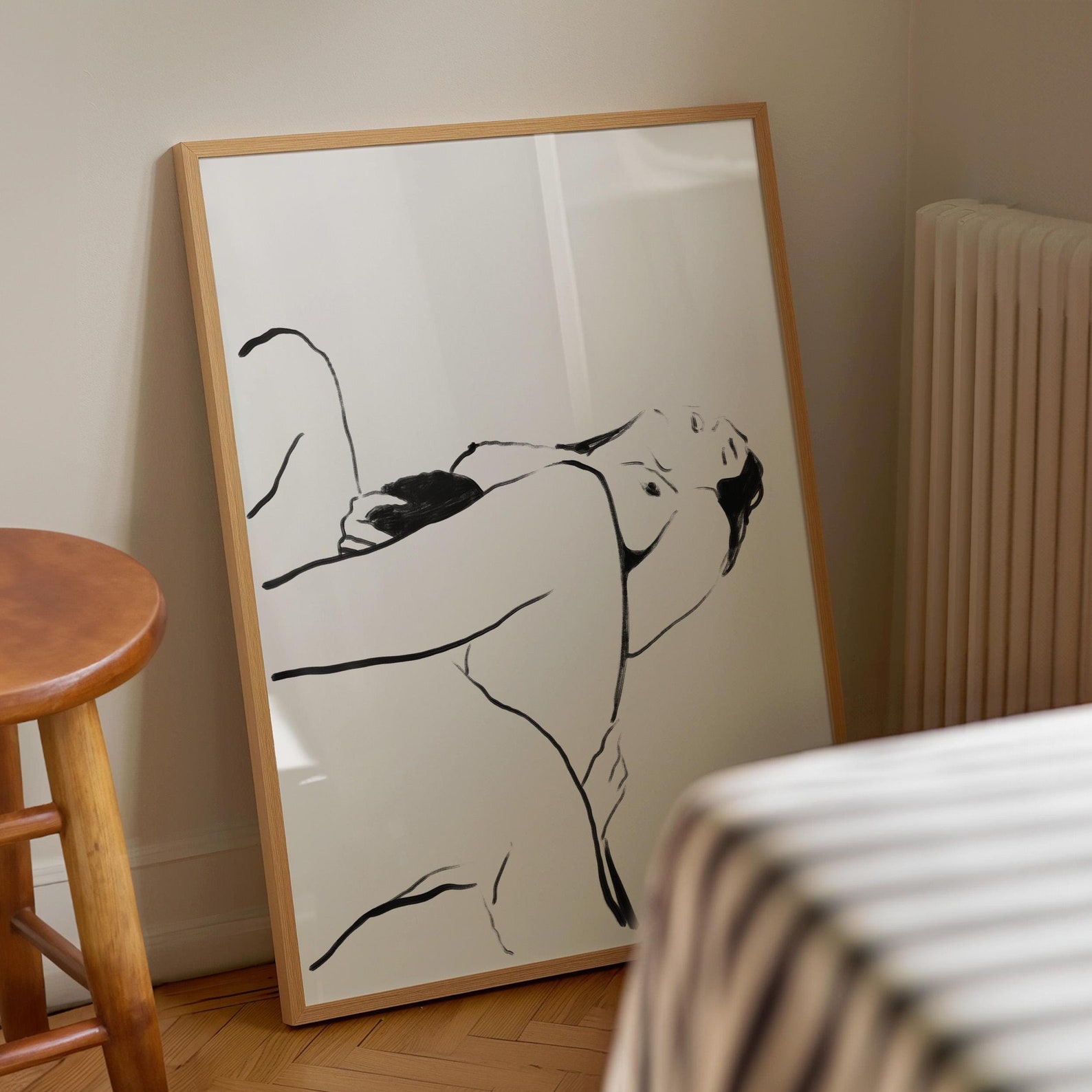 Sensual Couple Wall Art, Intimate Lovers Line Drawing, Romantic Bedroom ...