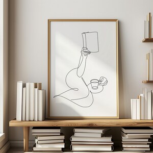 Book Lover Art Print: Woman Reading One Line Art, Minimalist Home Decor (Digital Download) image 8
