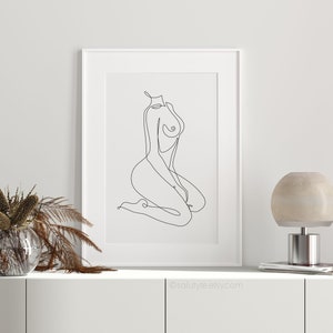 Mujer, dibujo lineal de figura femenina desnuda, decoración minimalista para el hogar (descarga digital) imagen 9