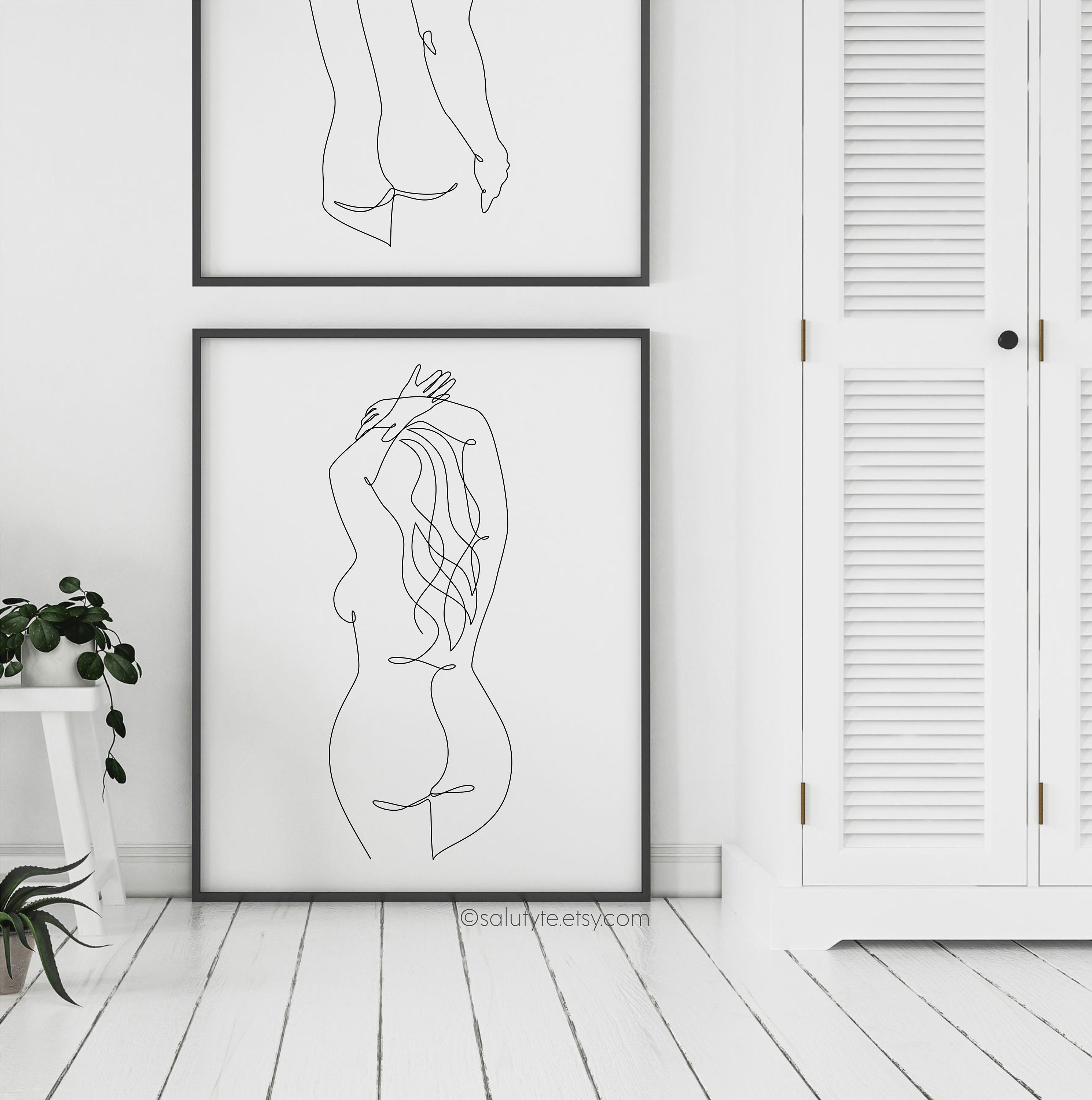 Curvy Woman Line Art Print Body Positive art Woman back one | Etsy