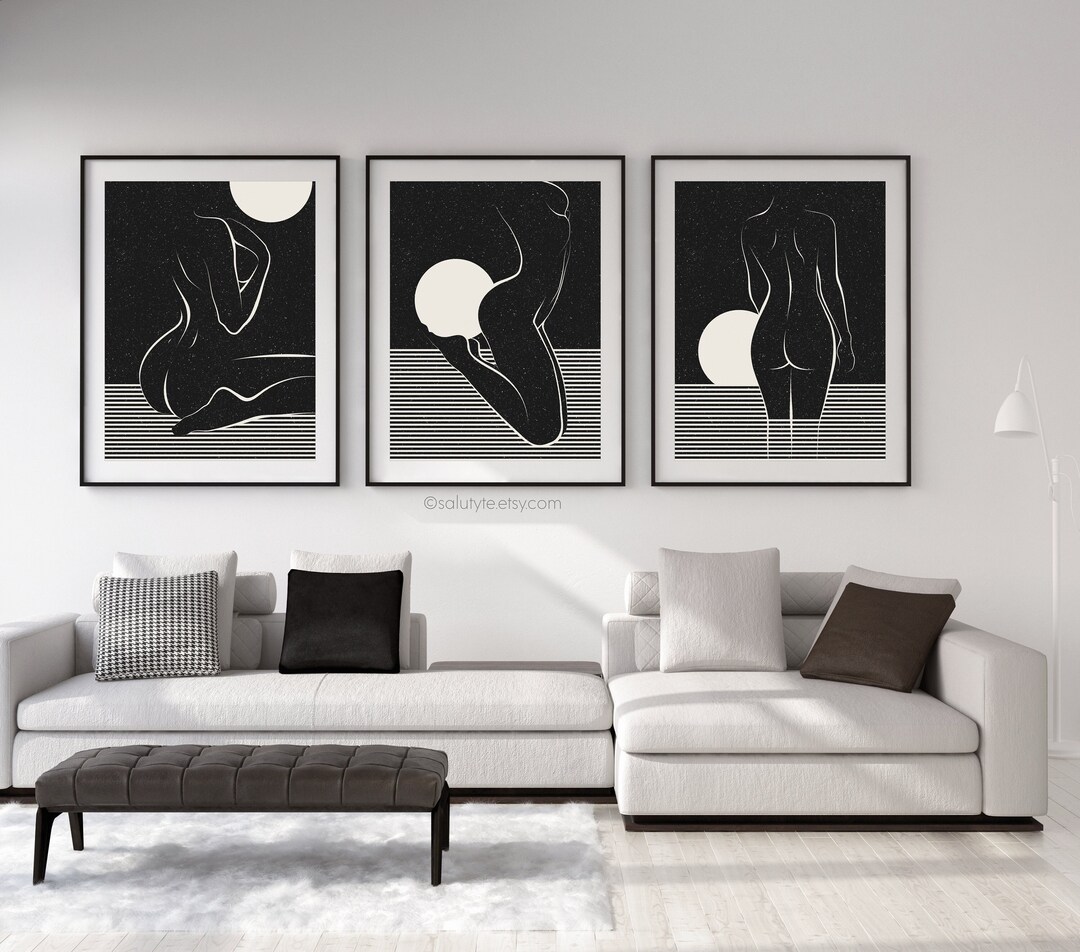 Set of 3 Prints, Female Line Art, Nude Art Set, Sensual Art Prints ...